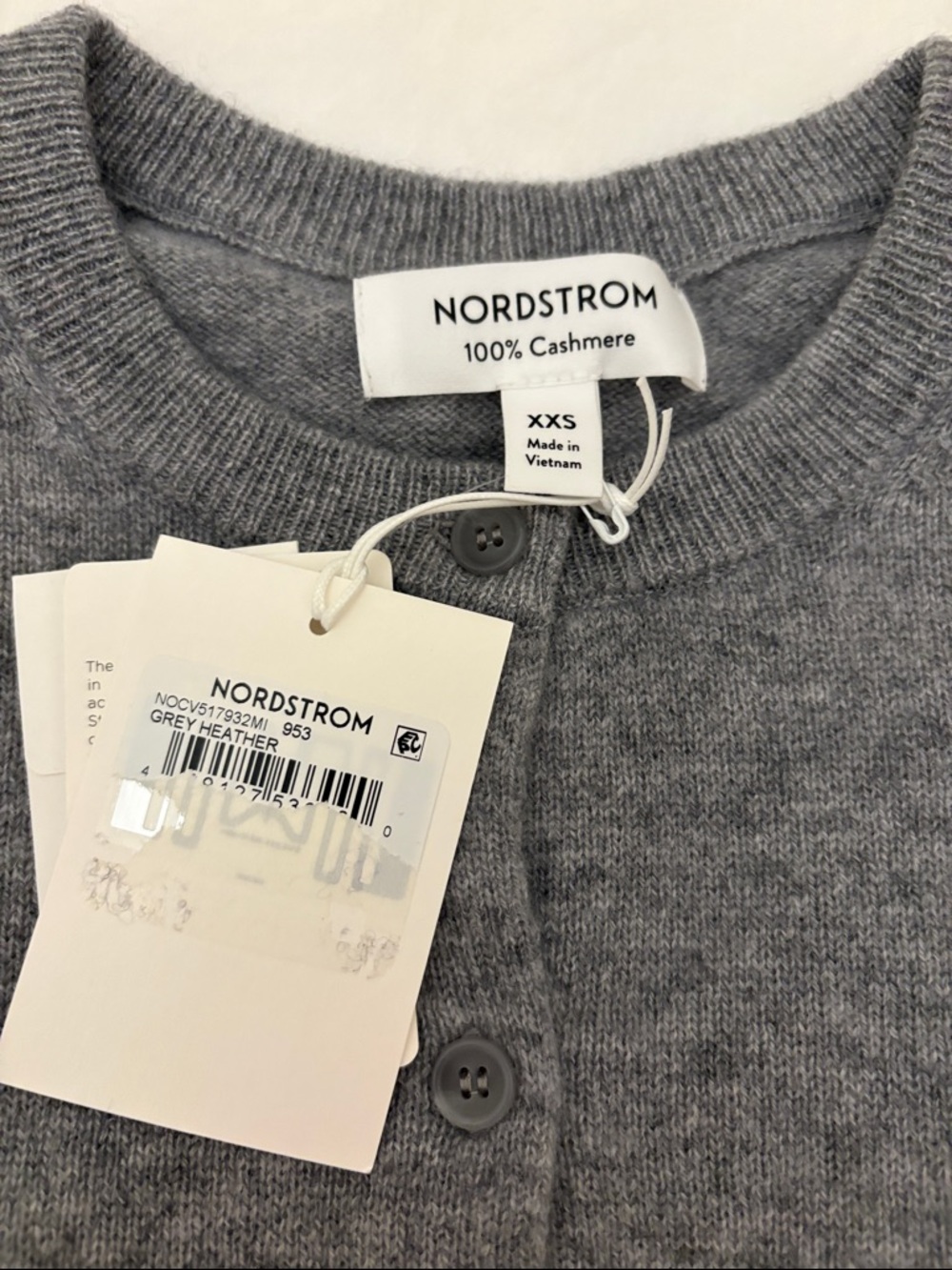Nordstrom Heather Gray Cashmere Cardigan - Picture 2 of 2